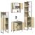 Set mobilier de baie, 4 piese, stejar fumuriu, lemn prelucrat GartenMobel Dekor