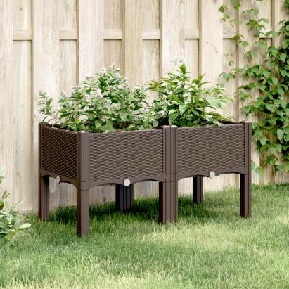 Jardinieră de grădină cu picioare, maro, 80x40x42 cm, PP GartenMobel Dekor