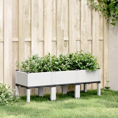 Jardinieră de grădină cu picioare, alb, 120x40x42 cm, PP GartenMobel Dekor