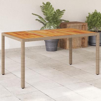Masă de grădină, bej, 150x90x75 cm, poliratan și lemn acacia GartenMobel Dekor