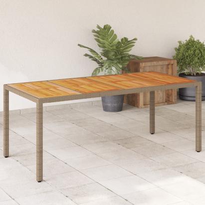 Masă de grădină, bej, 190x90x75 cm, poliratan și lemn de acacia GartenMobel Dekor