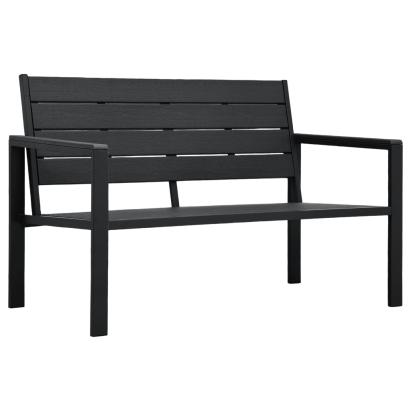 Bancă de grădină, negru, 120 cm, aspect de lemn, HDPE GartenMobel Dekor
