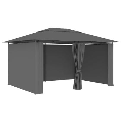 Cort de grădină cu perdele, antracit, 4 x 3 m GartenMobel Dekor