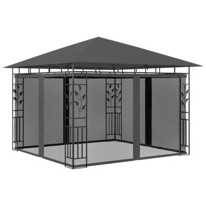 Pavilion cu plasă anti-țânțari, antracit, 3x3x2,73 m, 180 g/m² GartenMobel Dekor