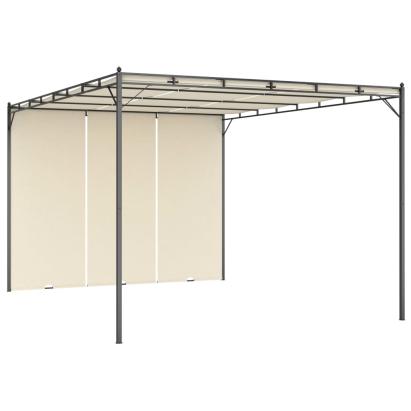 Pavilion de grădină cu perdea laterală, crem, 4 x 3 x 2,25 m GartenMobel Dekor