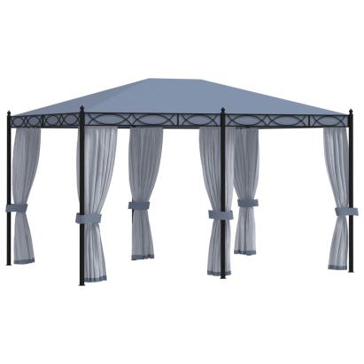 Pavilion cu ecrane din plasă, antracit, 3 x 4 m, oțel GartenMobel Dekor