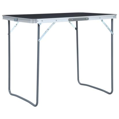 Masă de camping pliabilă cu cadru metalic, gri, 80 x 60 cm GartenMobel Dekor