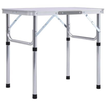 Masă de camping pliabilă, alb, 60 x 45 cm, aluminiu GartenMobel Dekor