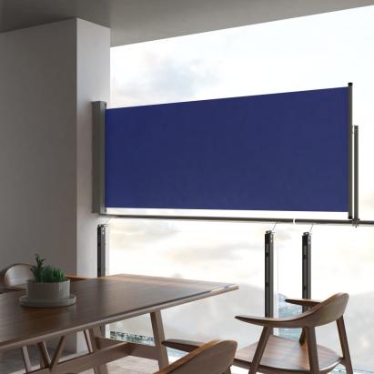 Copertină laterală retractabilă terasă, albastru, 100x300 cm GartenMobel Dekor