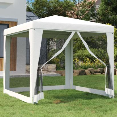 Cort de petrecere cu 4 pereți din plasă, alb, 2,5 x 2,5 m GartenMobel Dekor