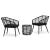 Set mobilier de bistro, 3 piese, negru, poliratan GartenMobel Dekor