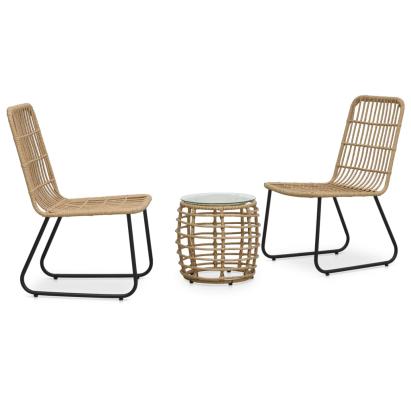Set mobilier de bistro, 3 piese, stejar, poliratan GartenMobel Dekor