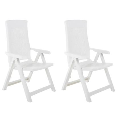 Scaune de grădină rabatabile, 2 buc., alb, plastic GartenMobel Dekor