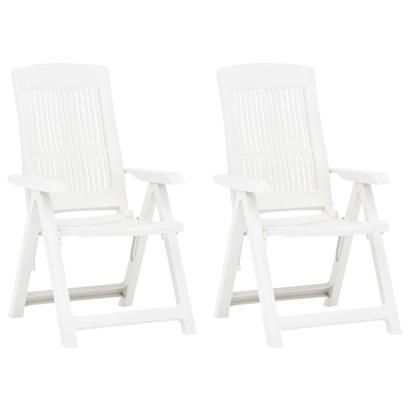 Scaune de grădină rabatabile, 2 buc., alb, plastic  GartenMobel Dekor