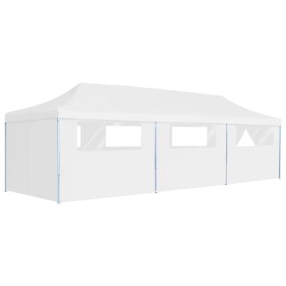 Cort petrecere pliabil cu 8 pereți laterali, alb, 3 x 9 m GartenMobel Dekor