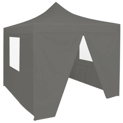 Cort de petrecere pliabil cu 4 pereți, antracit, 2 x 2 m, oțel GartenMobel Dekor
