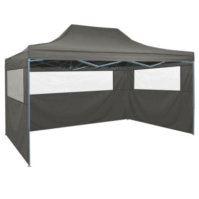 Cort de petrecere pliabil cu 3 pereți, antracit, 3 x 4 m, oțel GartenMobel Dekor