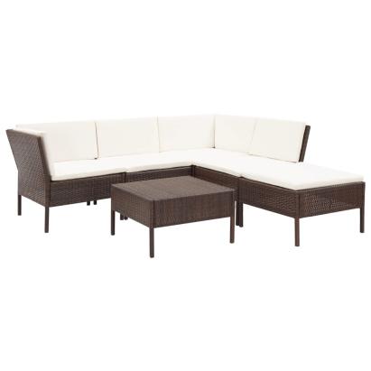 Set mobilier de grădină cu perne, 6 piese, maro, poliratan GartenMobel Dekor
