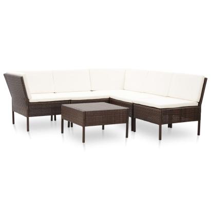 Set mobilier de grădină cu perne, 6 piese, maro, poliratan GartenMobel Dekor