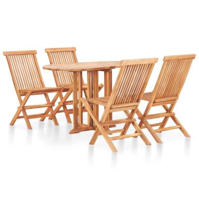 Set mobilier de exterior pliabil, 5 piese, lemn masiv de tec  GartenMobel Dekor