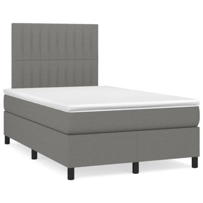 Pat cu arcuri, saltea și LED, gri închis, 120x190 cm, textil GartenMobel Dekor