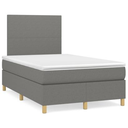 Pat cu arcuri, saltea și LED, gri închis, 120x190 cm, textil GartenMobel Dekor