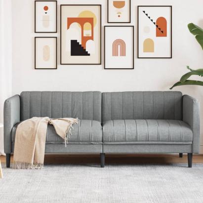 Canapea cu 3 locuri, gri deschis, material textil GartenMobel Dekor