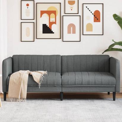 Canapea cu 3 locuri, gri închis, material textil GartenMobel Dekor