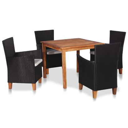 Set mobilier de exterior, 5 piese, negru și maro, poliratan GartenMobel Dekor