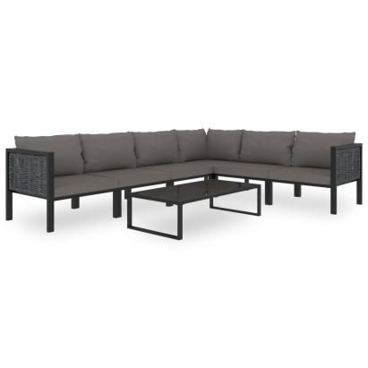Set mobilier de grădină cu perne, 7 piese, antracit, poliratan GartenMobel Dekor