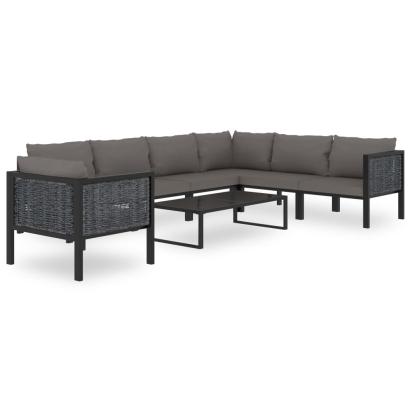 Set mobilier de grădină cu perne, 8 piese, antracit, poliratan GartenMobel Dekor