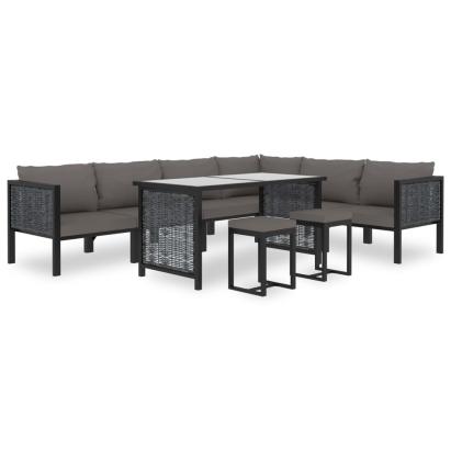Set mobilier de grădină cu perne, 9 piese, antracit, poliratan GartenMobel Dekor