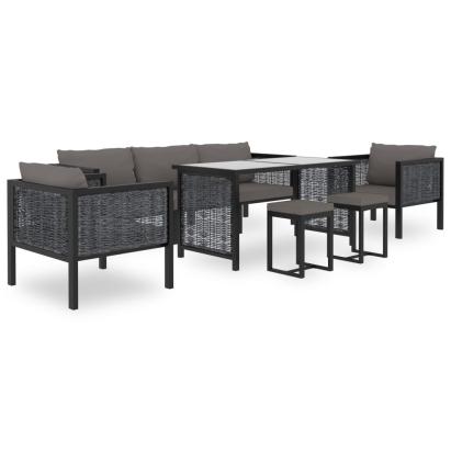 Set mobilier de grădină cu perne, 8 piese, antracit, poliratan GartenMobel Dekor