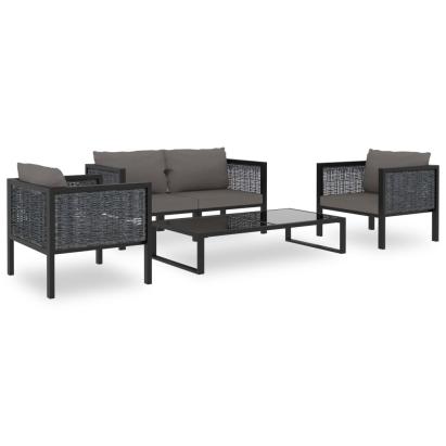 Set mobilier de grădină cu perne, 5 piese, antracit, poliratan GartenMobel Dekor