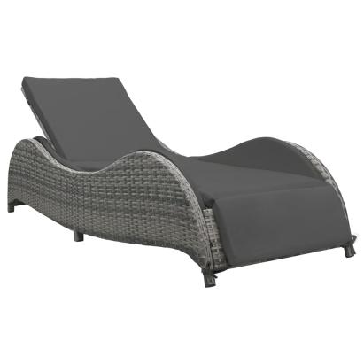Șezlong cu pernă, antracit, poliratan GartenMobel Dekor