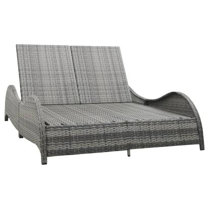 Șezlong dublu cu pernă, antracit, poliratan GartenMobel Dekor
