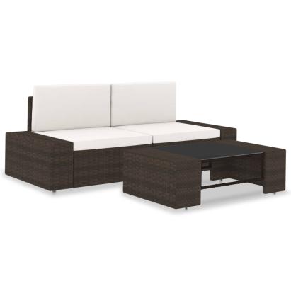 Set mobilier de grădină, 3 piese, maro, poliratan GartenMobel Dekor