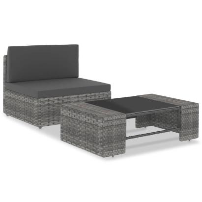 Set mobilier de grădină, 2 piese, gri, poliratan GartenMobel Dekor