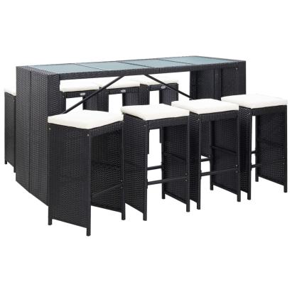 Set mobilier de bar de exterior, negru, poliratan GartenMobel Dekor