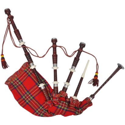 Cimpoi scoțian Great Highland, roșu, tartan steward regal GartenMobel Dekor