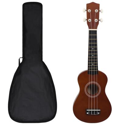 Set ukulele soprano, cu husă, pentru copii, natural, 21" GartenMobel Dekor