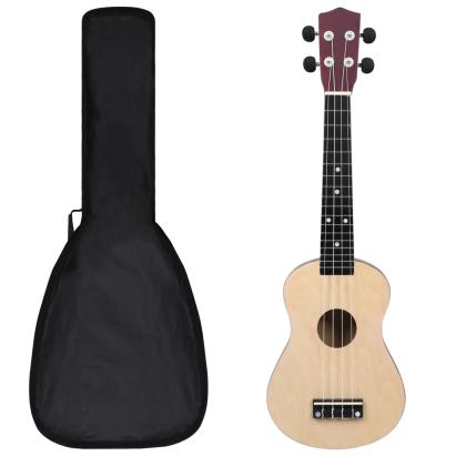 Set ukulele Soprano pentru copii, cu husă, natural, 23" GartenMobel Dekor