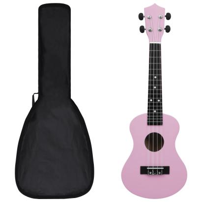 Set ukulele Soprano pentru copii, cu husă, roz, 23" GartenMobel Dekor