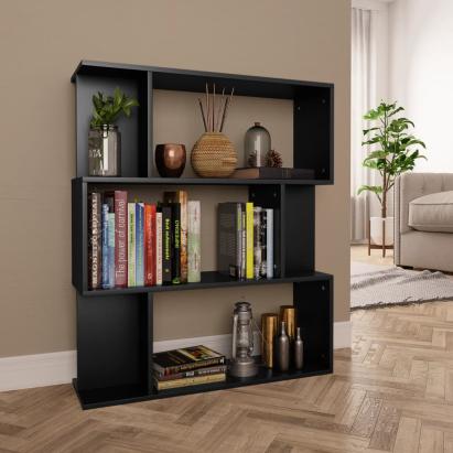Bibliotecă/Separator cameră, negru, 80x24x96 cm, PAL   GartenMobel Dekor