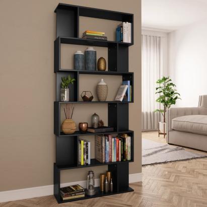 Bibliotecă/Separator cameră, negru, 80 x 24 x 192 cm, PAL  GartenMobel Dekor