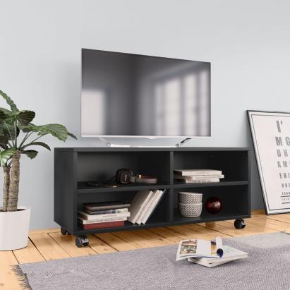 Comodă TV cu rotile, negru, 90x35x35, PAL   GartenMobel Dekor