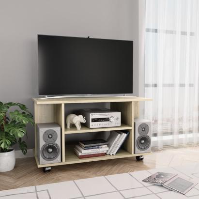 Comodă TV cu roți, stejar Sonoma, 80x40x45 cm, lemn prelucrat GartenMobel Dekor
