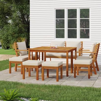 Set mobilier de grădină cu perne, 9 piese, lemn masiv de acacia GartenMobel Dekor
