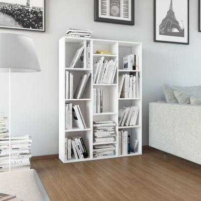 Separator cameră/Bibliotecă alb extralucios 100x24x140 cm PAL GartenMobel Dekor