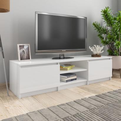 Comodă TV, alb extralucios, 140 x 40 x 35,5 cm, PAL    GartenMobel Dekor